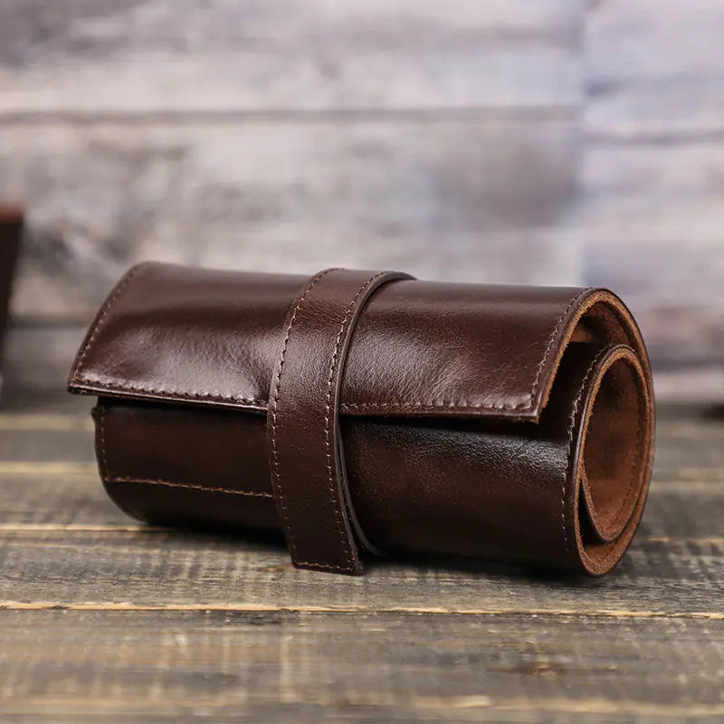Waxed Leather Watch Box for Travel - Multi-Watch Holder