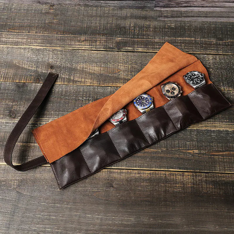 Waxed Leather Watch Box for Travel - Multi-Watch Holder