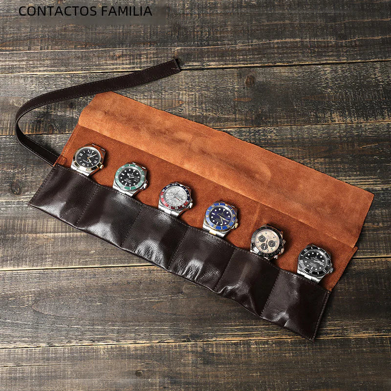 Waxed Leather Watch Box for Travel - Multi-Watch Holder